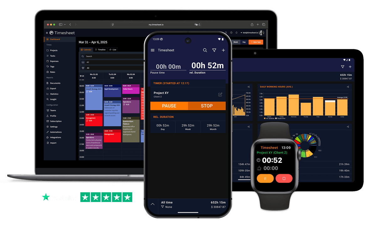 Timesheet app on multiple devices
